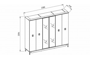 Шкаф платяной 6-и дверный Алвис (ALVIS) ALVIS-34