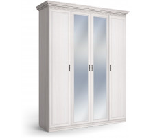 Шкаф 4-х дверный с зеркальными и глухими дверями Неаполь Ясень анкор светлый (патина "серебро") Шкаф 4-х дверный с зеркальными и глухими дверями Неаполь Ясень анкор светлый (патина "серебро")