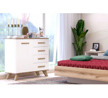 Комод 900 Вега Скандинавия (глянец, белый + дуб каньон)