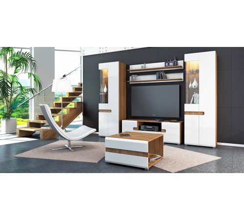 Модульная мебель для гостиной Леонардо белый полуглянец композиция 2